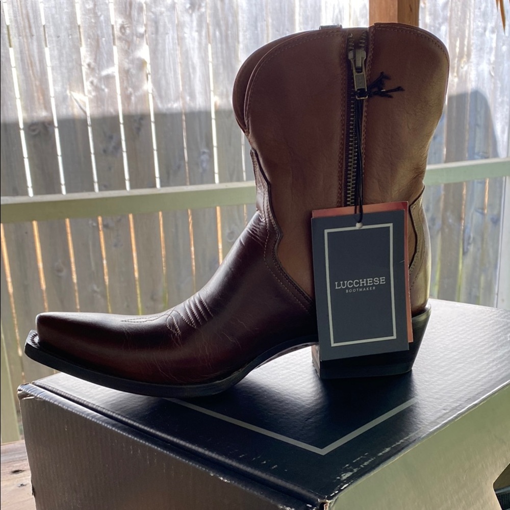 Lucchese Brown Tan Ankle Booties Western Style